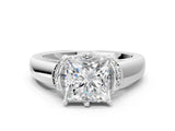 White gold Princess Solitaire Diamond Ring with Pave Band and Six-Prong Setting_51