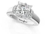 White gold Princess Solitaire Diamond Ring with Pave Band and Six-Prong Setting_52
