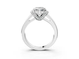 White gold Princess Solitaire Diamond Ring with Pave Band and Six-Prong Setting_54
