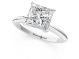White gold Princess Solitaire Diamond Ring with Six-Prong Setting on a Classic Band 1