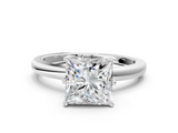 White gold Princess Solitaire Diamond Ring with Six-Prong Setting on a Classic Band_3