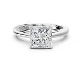 White gold Princess Solitaire Diamond Ring with Split Shank and Four-Prong Setting_20