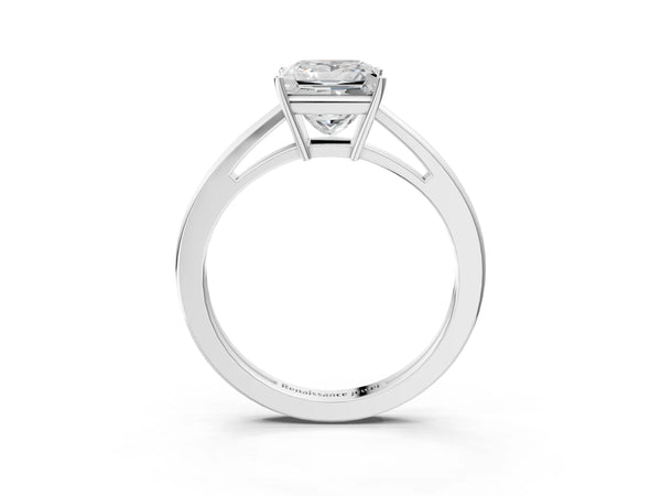 White Gold Princess Cut Cathedral Solitaire Engagement Ring Setting with Open Shoulders