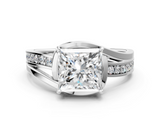 White gold Princess Solitaire Diamond Ring with Split Shank and Prong Setting_144