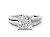 White gold Princess Solitaire Diamond Ring with Tapered Band and Four-Prong Setting_47