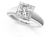 White gold Princess Solitaire Diamond Ring with Tapered Band and Four-Prong Setting_48