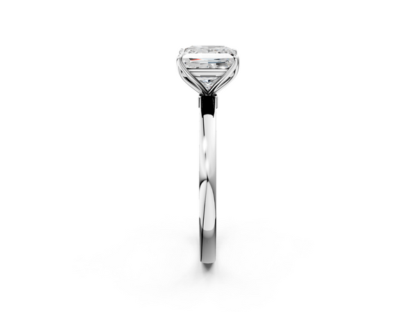 White gold Princess Solitaire Diamond Ring with Thin Band and Four-Prong Setting