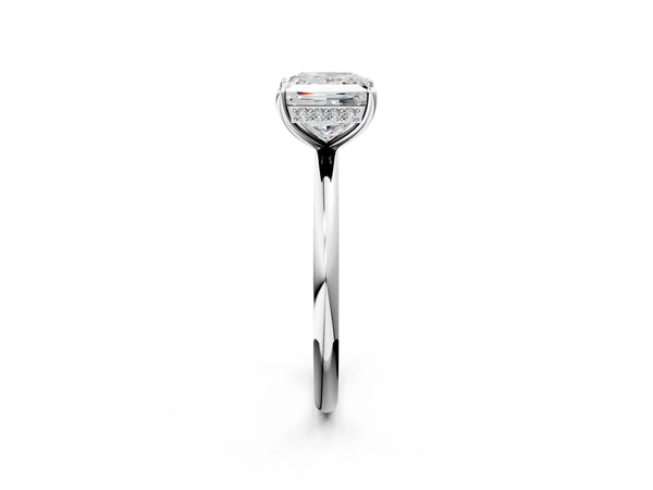 White gold Princess Solitaire Diamond Ring with a Classic Band and Four-Prong Setting