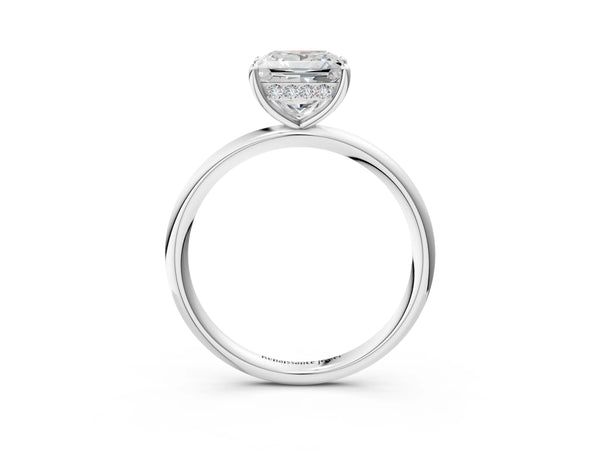 White gold Princess Solitaire Diamond Ring with a Classic Band and Four-Prong Setting