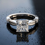White gold Princess Solitaire Diamond Twisted Band with Four-Prong Setting_16