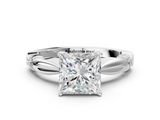 White gold Princess Solitaire Diamond Twisted Band with Four-Prong Setting_90
