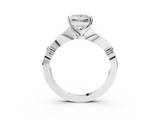 White gold Princess Solitaire Diamond Twisted Band with Four-Prong Setting_93