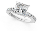 White gold Princess Solitaire Diamond with Pavé Band and Four-Prong Setting_111