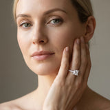 White gold Princess Solitaire Diamond with Pavé Band and Four-Prong Setting_131