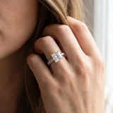 White gold Princess Solitaire Diamond with Pavé Band and Four-Prong Setting_132