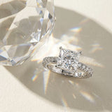 White gold Princess Solitaire Diamond with Pavé Band and Four-Prong Setting_133