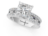 White gold Princess Solitaire Diamond with Pave and Channel Set Band_109