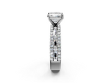 White gold Princess Solitaire Diamond with Pave and Channel Set Band_109