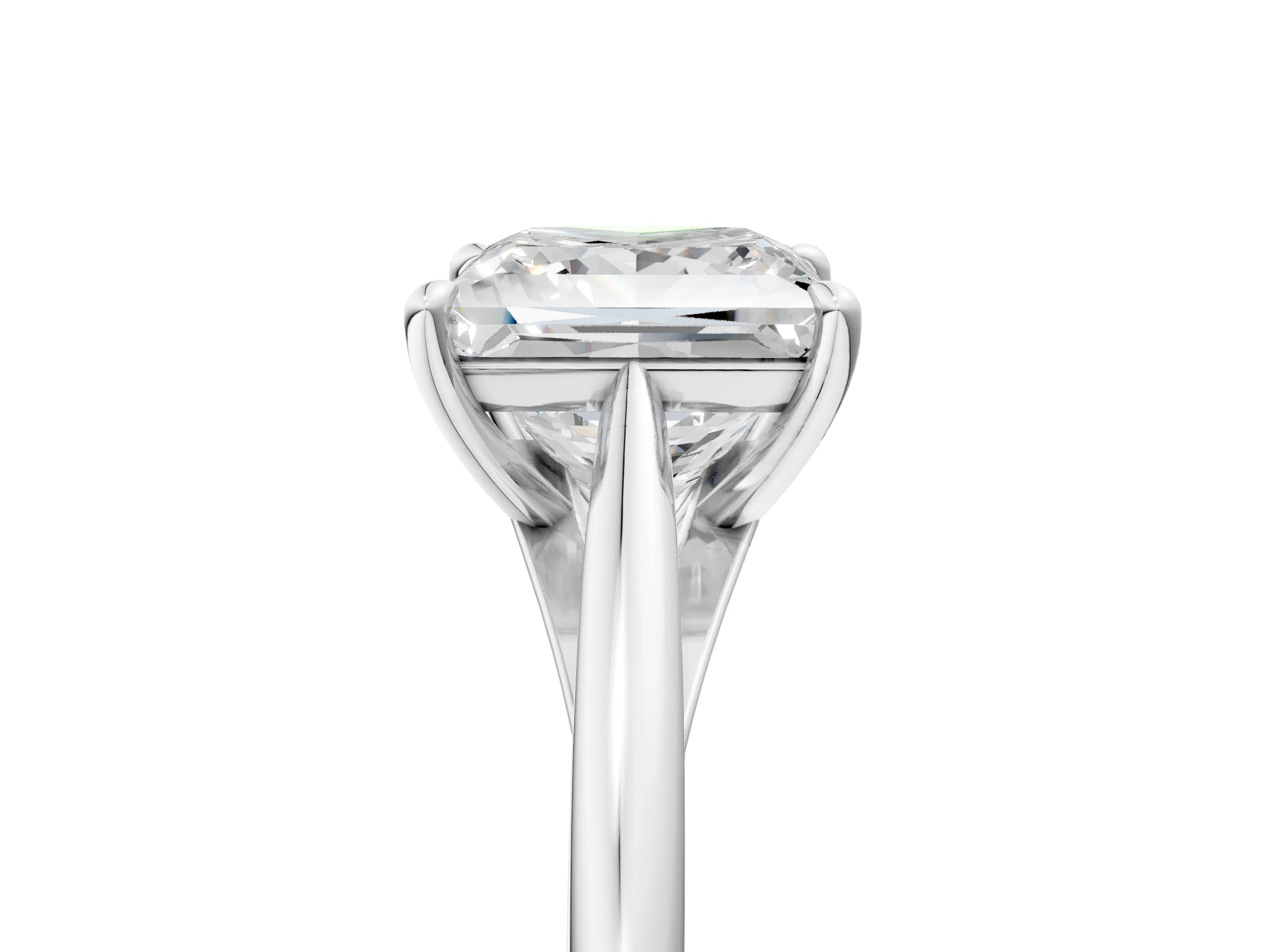 White gold Princess Solitaire Engagement Ring with Four-Prong Setting and Classic Band 1