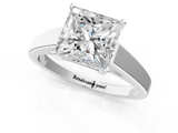 White gold Princess Solitaire Engagement Ring with Four-Prong Setting and Tapered Band_25