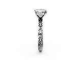 White gold Princess Solitaire Engagement Ring with Scrollwork Band and Four-Prong Setting_168