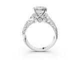 White gold Princess Solitaire Filigree Engagement Ring with Halo and Prong Setting_94