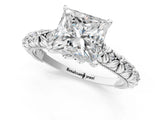 White gold Princess Solitaire Floral Milgrain Engagement Ring_32