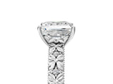 White gold Princess Solitaire Floral Milgrain Engagement Ring_36