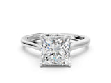 White gold Princess Solitaire Heart Prong Engagement Ring with Tapered Band_51