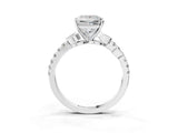 White gold Princess Solitaire Leaf-Inspired Diamond Ring with Pavé Band and Four-Prong Setting_15
