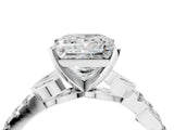 White gold Princess Solitaire Leaf-Inspired Diamond Ring with Pavé Band and Four-Prong Setting_16