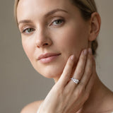 White gold Princess Solitaire Leaf-Inspired Diamond Ring with Pavé Band and Four-Prong Setting_5