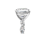 White gold Princess Solitaire Marquise Side Stone Prong Setting Ring_92