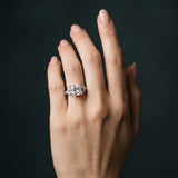 White gold Princess Solitaire Marquise Twist Band with Six-Prong Setting_13
