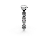 White gold Princess Solitaire Milgrain Diamond Engagement Ring with Bezel and Marquise Band_151
