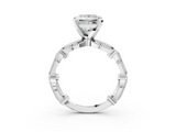 White gold Princess Solitaire Milgrain Diamond Engagement Ring with Bezel and Marquise Band_152