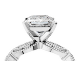White gold Princess Solitaire Milgrain Diamond Engagement Ring with Bezel and Marquise Band_153