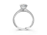 White gold Princess Solitaire Milgrain Engraved Band with Four-Prong Setting_15