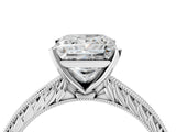 White gold Princess Solitaire Milgrain Engraved Band with Four-Prong Setting_16