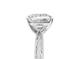 White gold Princess Solitaire Milgrain Engraved Band with Four-Prong Setting_17