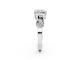 White gold Princess Solitaire Milgrain Leaf Band with Prong Setting_5