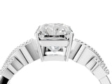 White gold Princess Solitaire Milgrain Leaf Band with Prong Setting_7