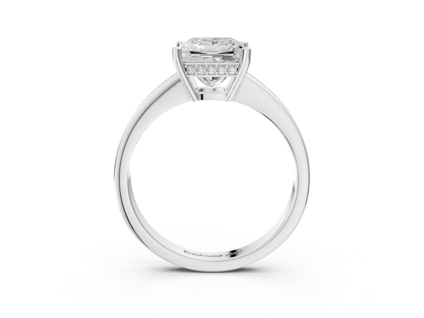 10K White Gold 1.96 Carat D VS1 Princess Solitaire Pavé Band Prong Setting Ring
