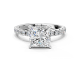 White gold Princess Solitaire Pavé Band with Four-Prong Setting_190