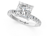 White gold Princess Solitaire Pavé Band with Four-Prong Setting_196