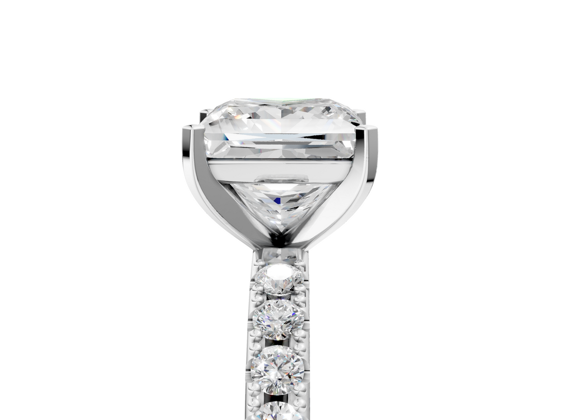 White gold Princess Solitaire Pavé Band with Four-Prong Setting_204