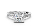 White gold Princess Solitaire Pavé Band with Four-Prong Setting_44