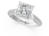 White gold Princess Solitaire Pavé Diamond Engagement Ring with Four-Prong Setting_186