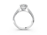 White gold Princess Solitaire Pavé Diamond Engagement Ring with Four-Prong Setting_188