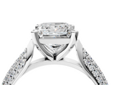 White gold Princess Solitaire Pavé Diamond Engagement Ring with Four-Prong Setting_189